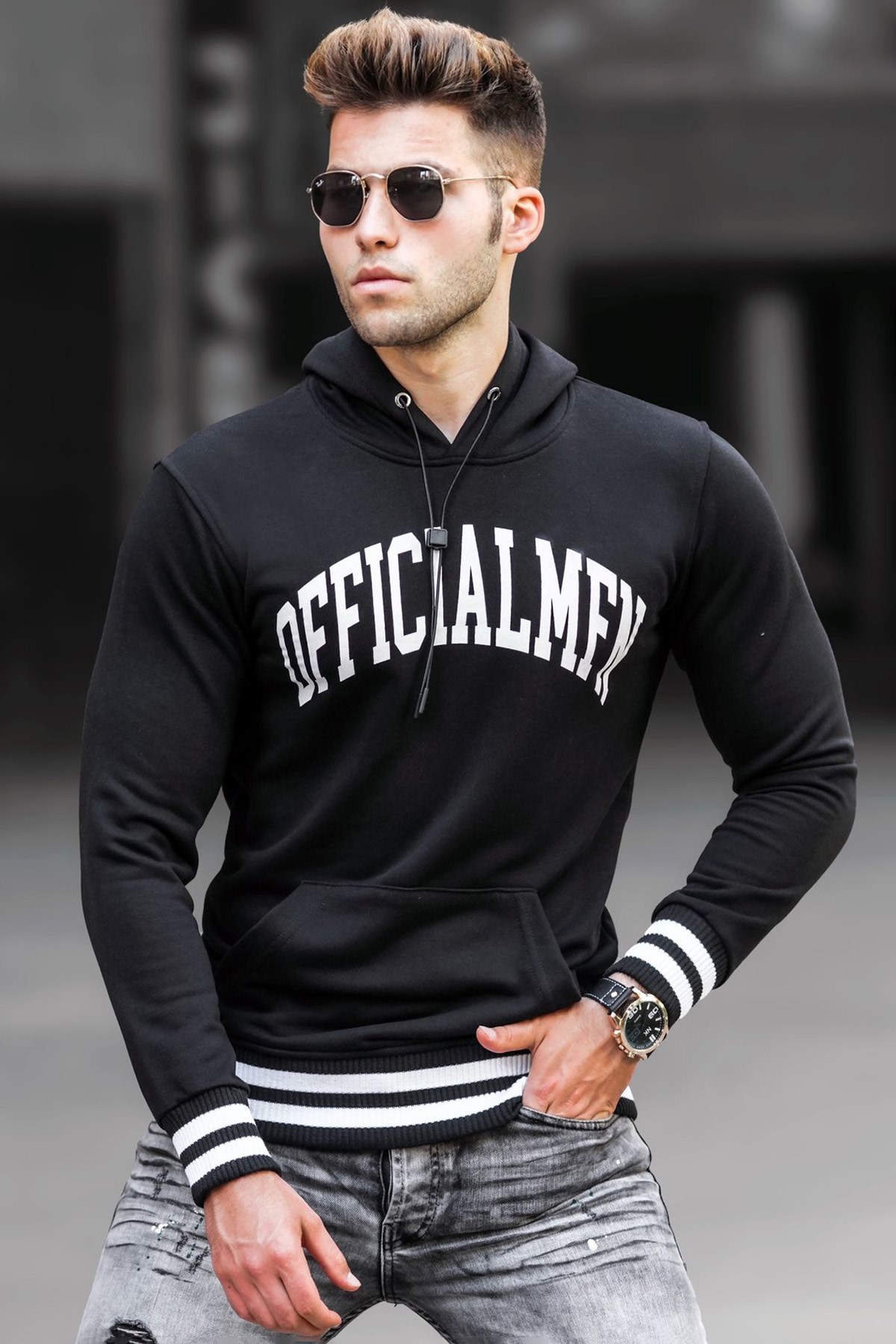 Madmext  Siyah Kapüşonlu Sweatshirt 5287