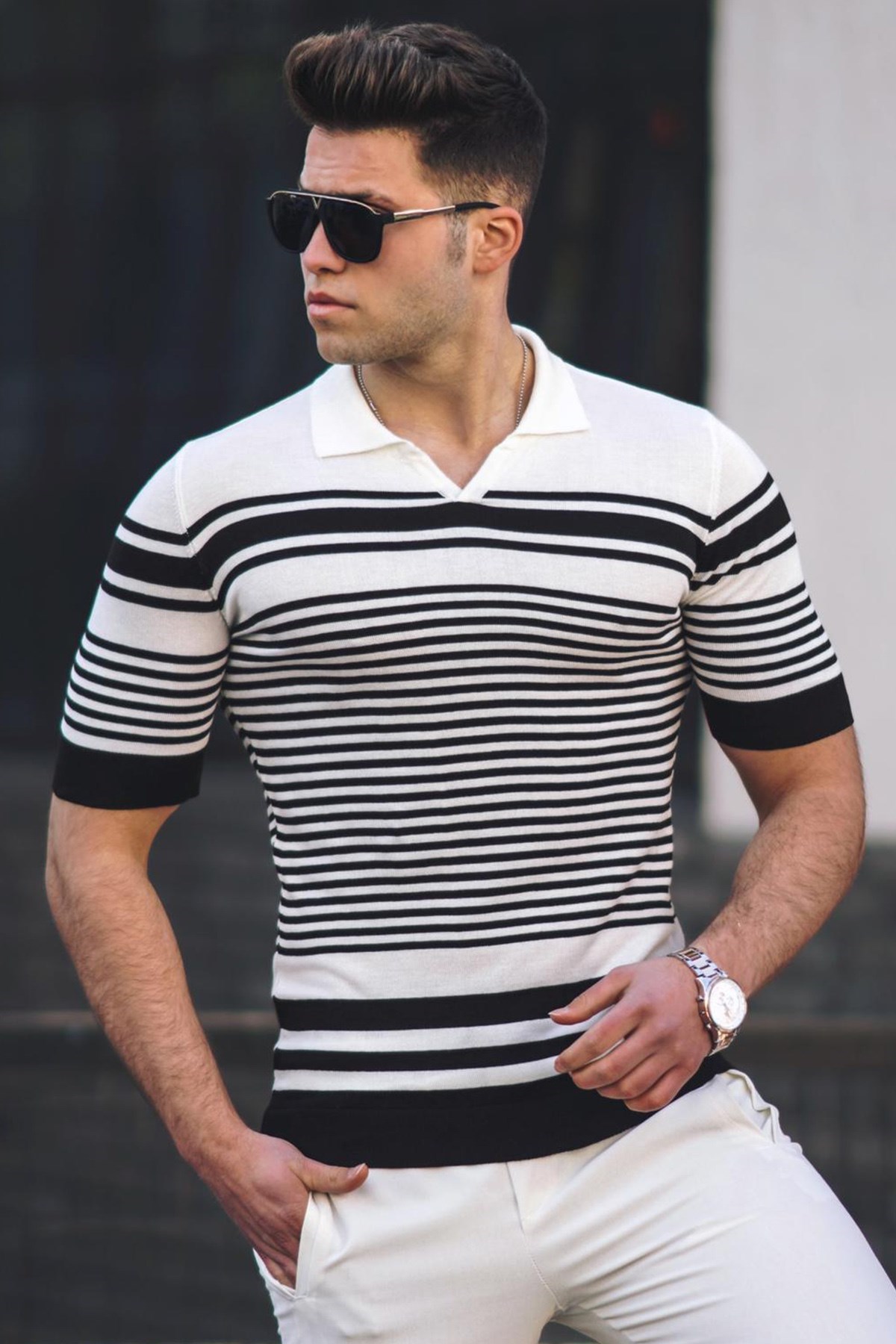 Madmext Siyah Polo Yaka Erkek Tişört 5083