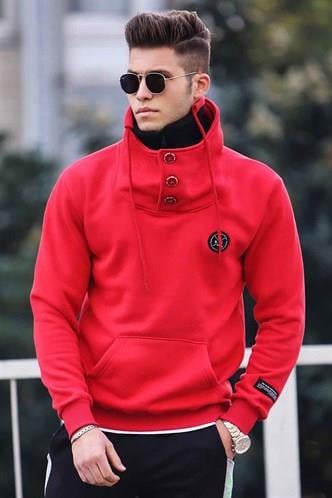 Madmext Red Button Up Sweatshirt 4411