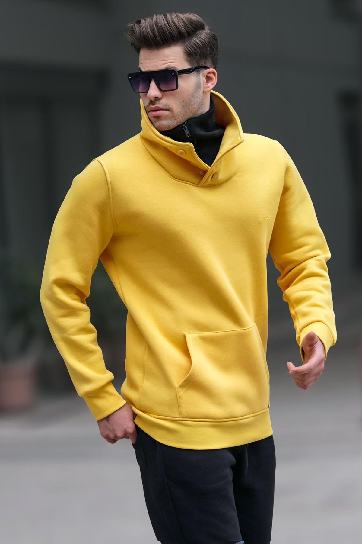 Madmext Yellow Button Up Sweatshirt 4411