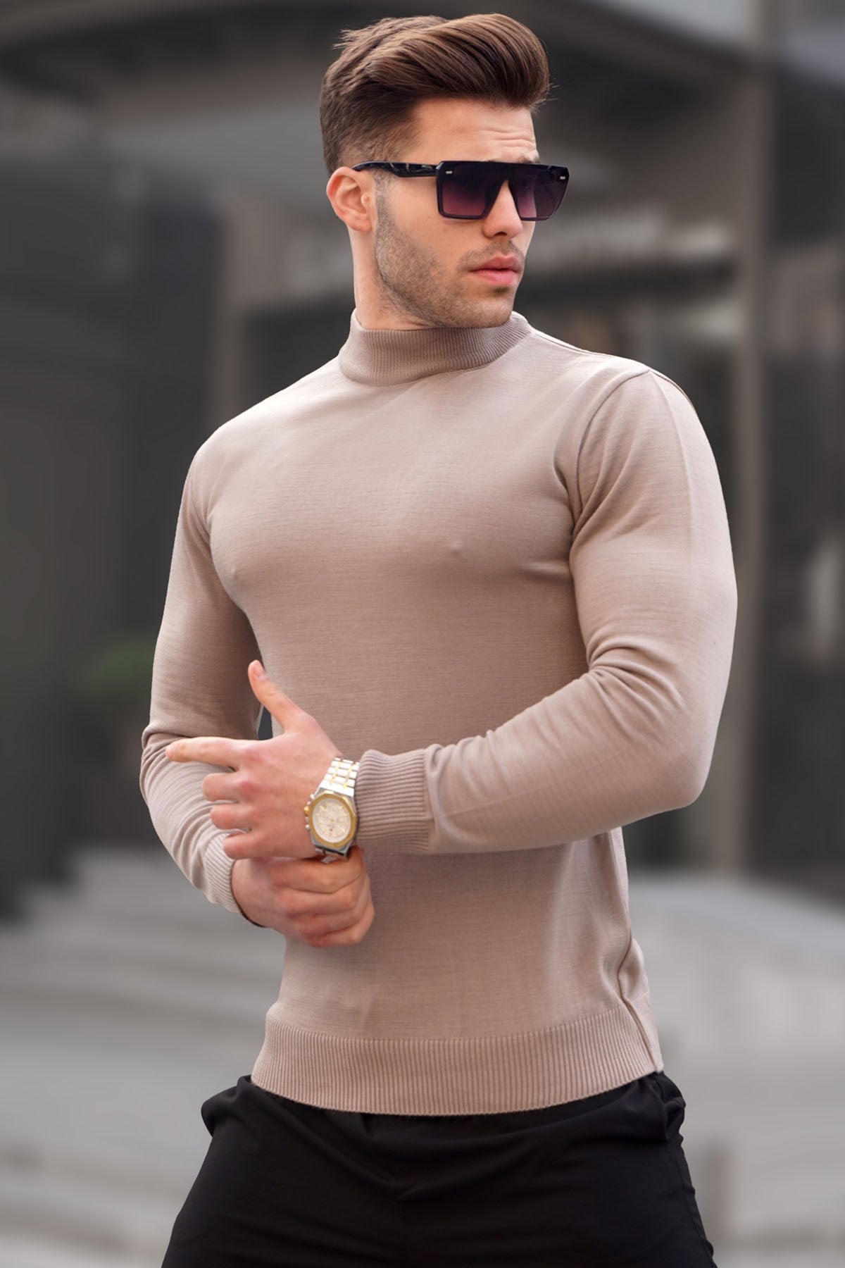 Madmext Vizon Slim Fit Yarım Balıkçı Yaka Erkek Triko Kazak 6343