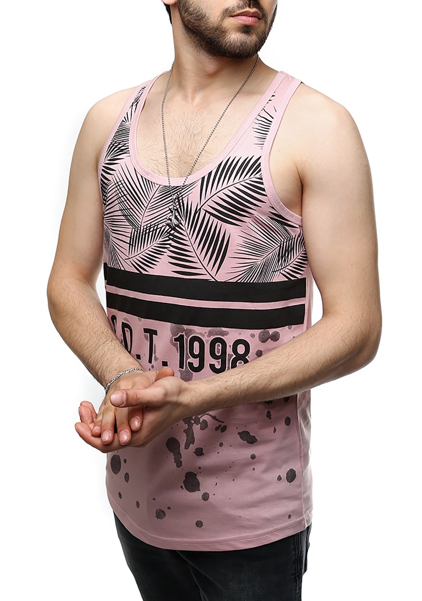 Madmext Printed Pink Tank Top 2453