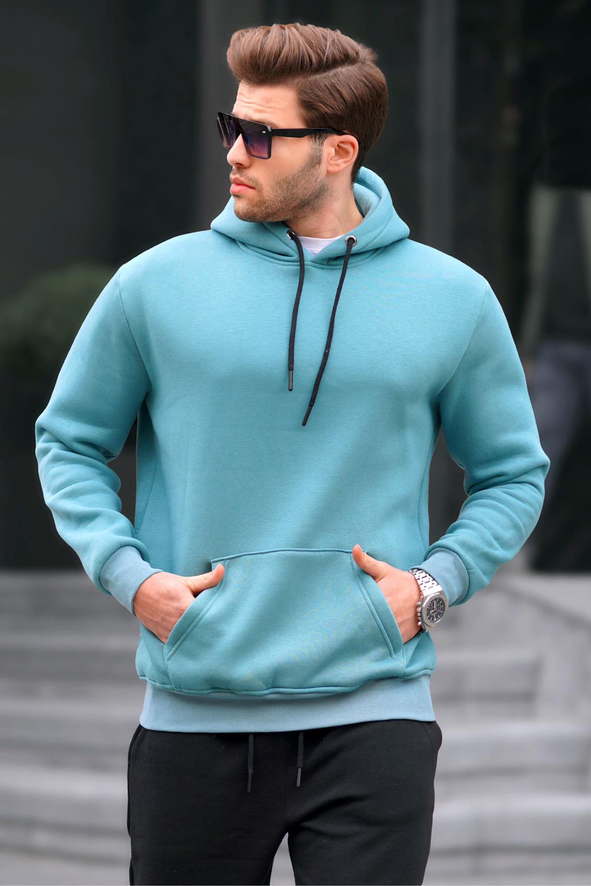 Bej Kamuflaj Kapüşonlu Erkek Sweatshirt 5339