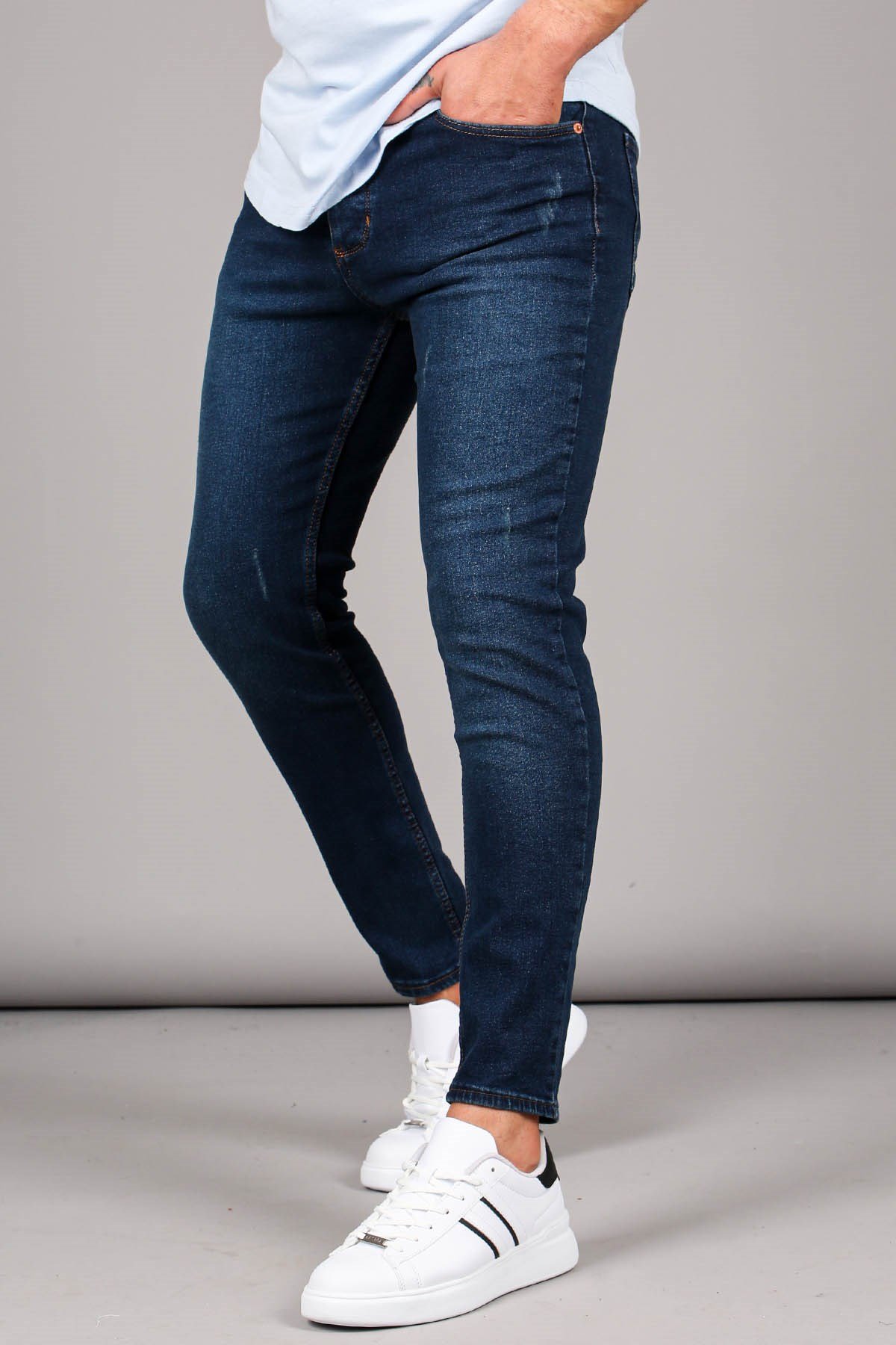 Stone Blue Skin Fit Jeans -- Madmext
