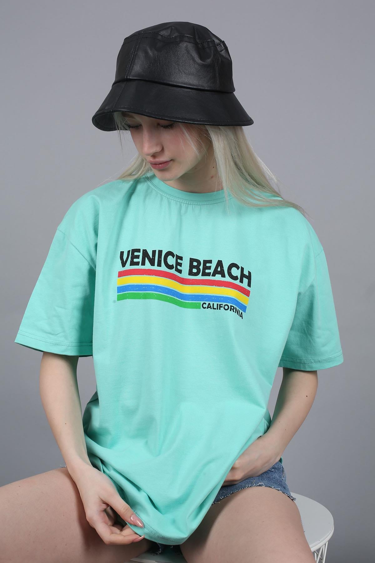 Mint Green Printed Over Fit T-Shirt MG1516