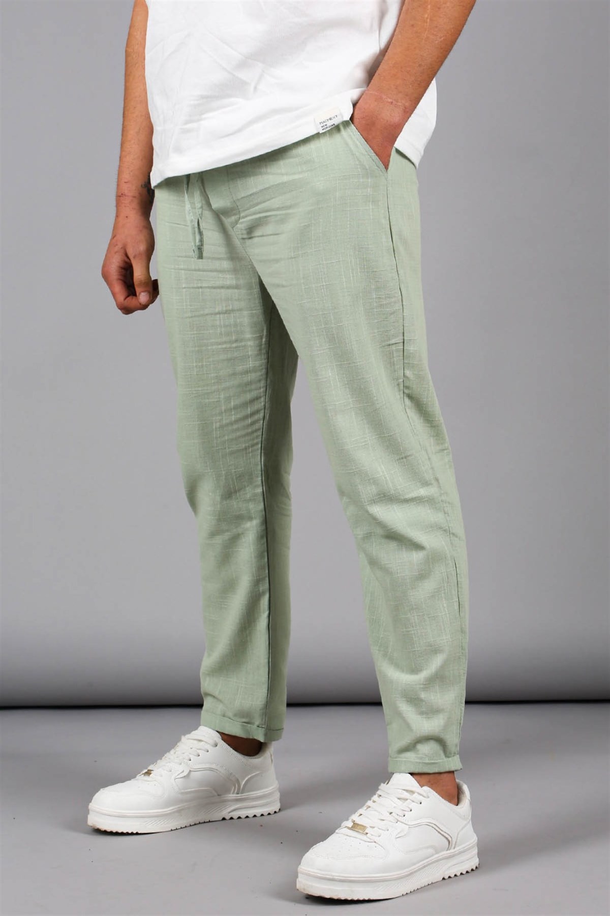 Mint Yeşili Müslin Kumaş Erkek Basic Pantolon - Madmext