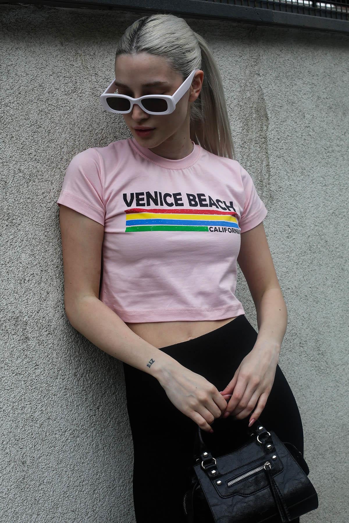 Smoke Gray Printed Crop T-Shirt MG1535
