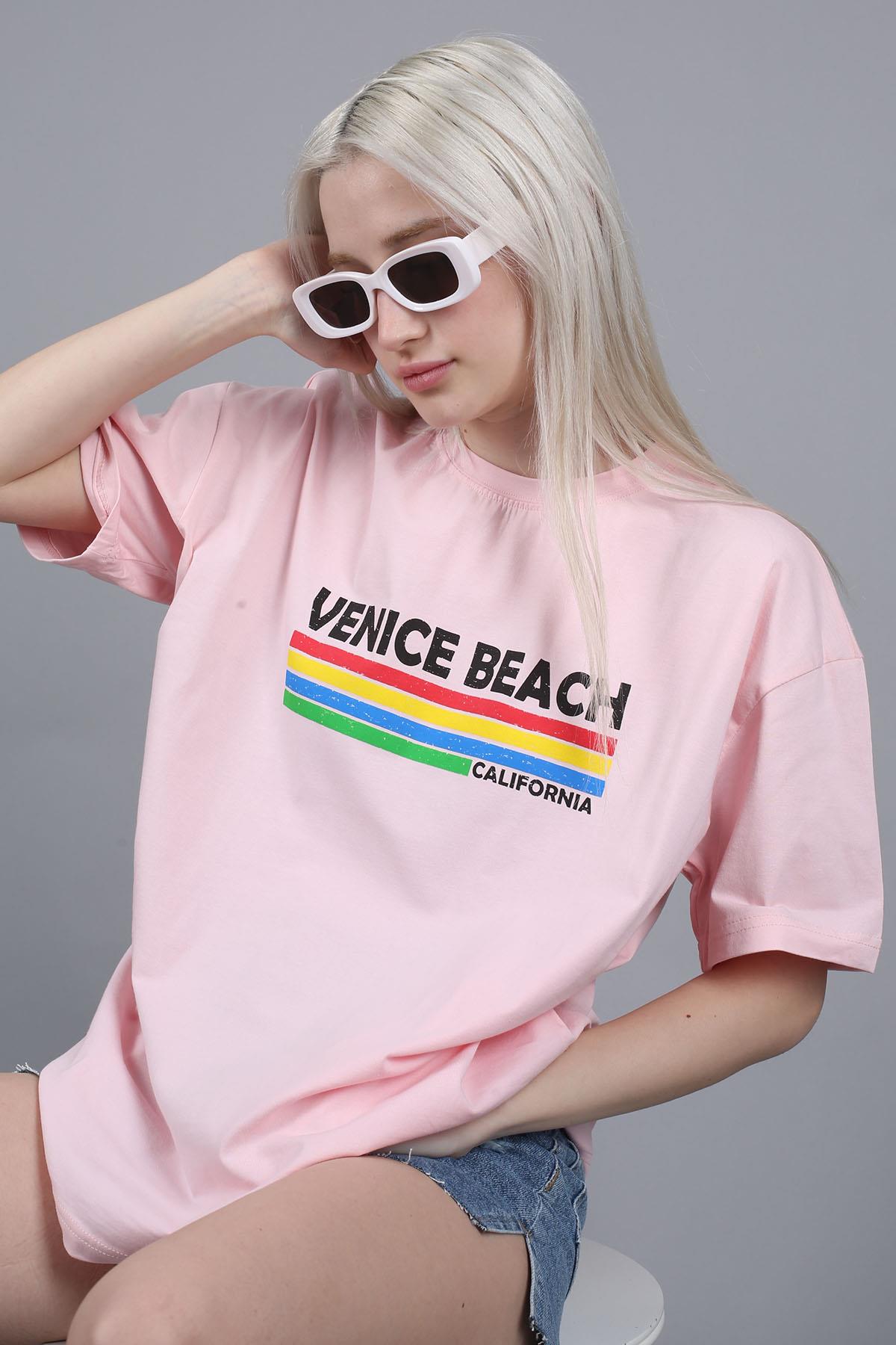 Pink Printed Over Fit T-Shirt MG1516