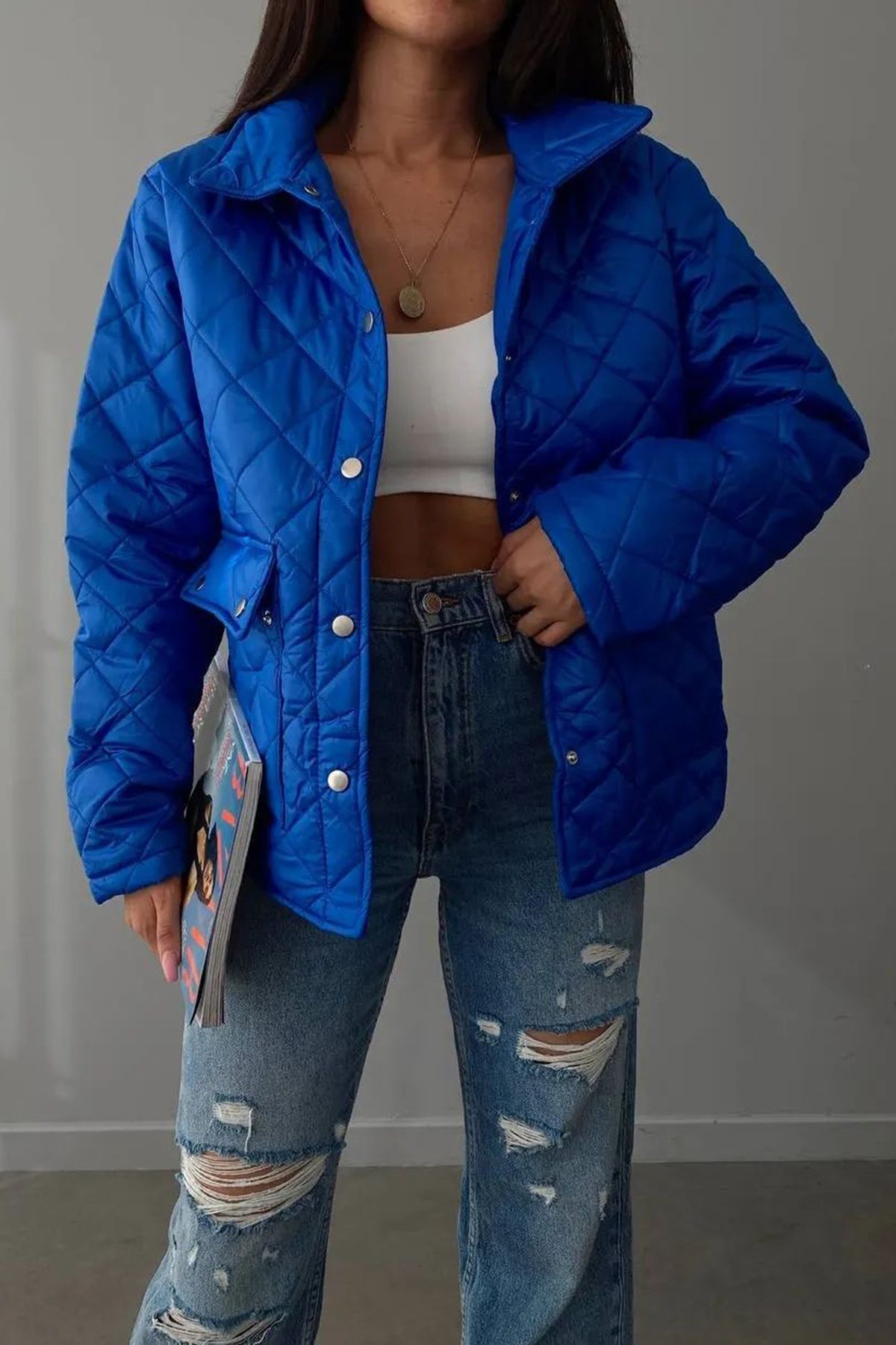 Saxe Blue Quilted Jacket -- Mad Girls -- Madmext