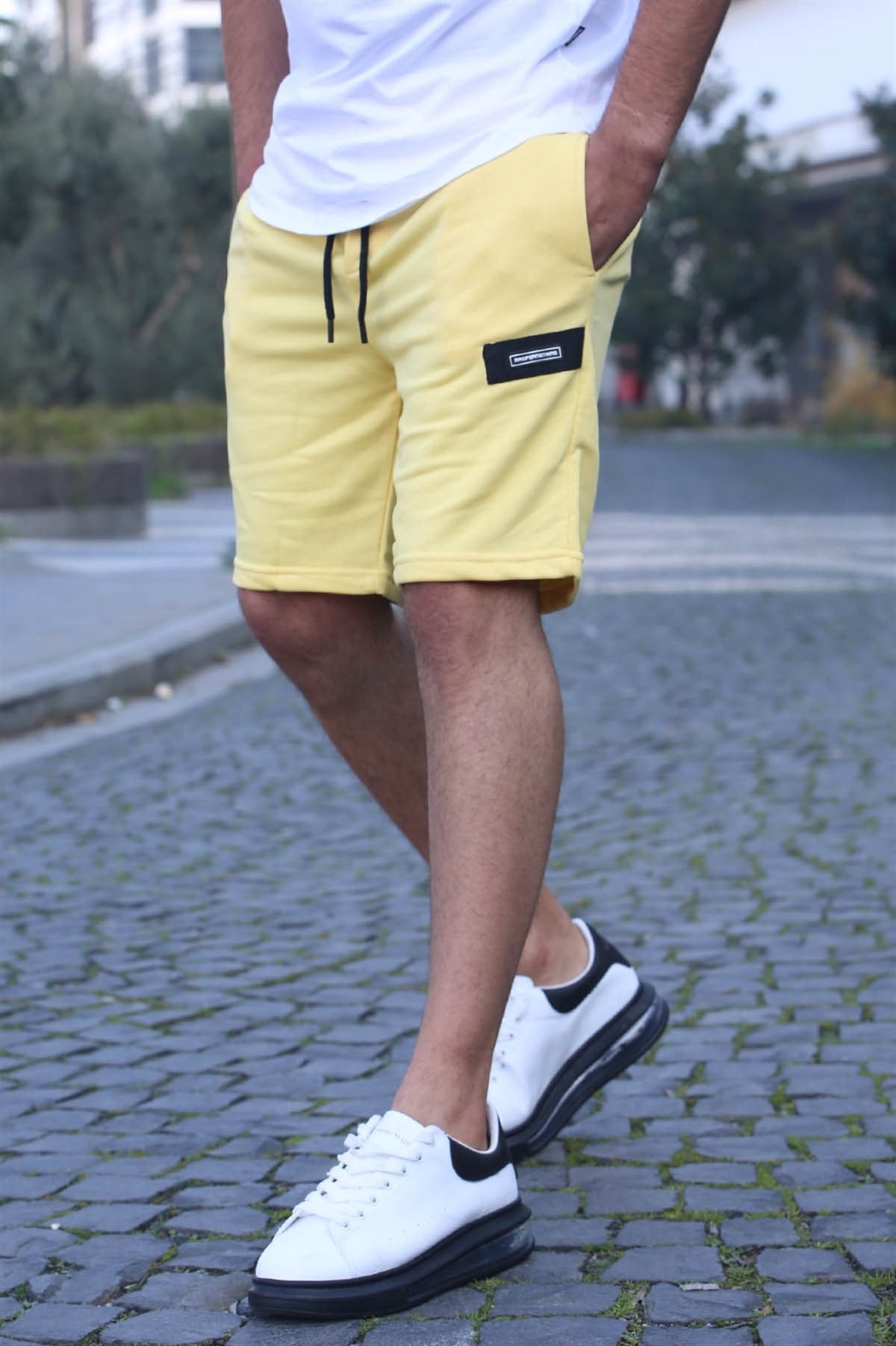 Men Yellow Capri Shorts