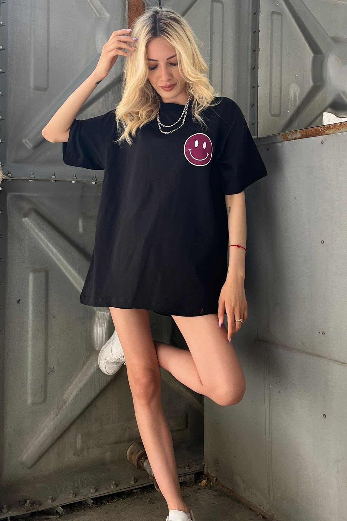 ladies black oversized t shirt