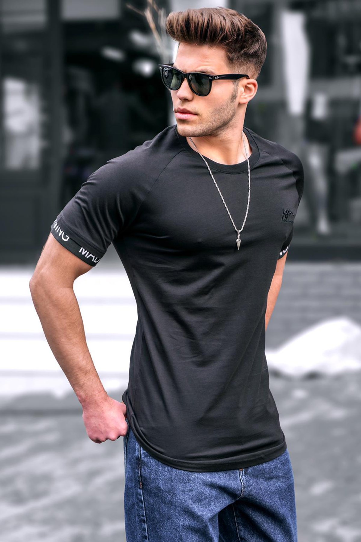 Men Basic Black T-Shirt -- Madmext