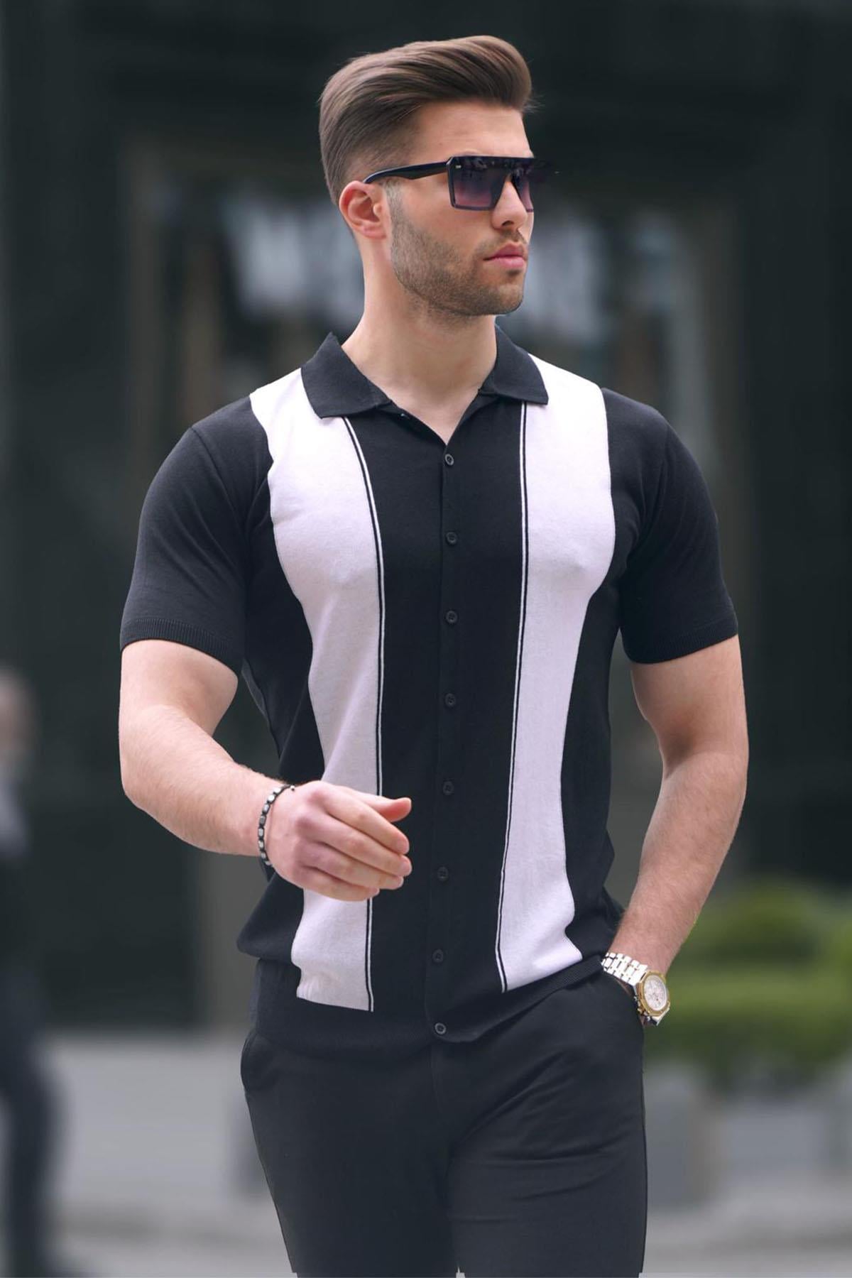 Siyah Polo Yaka Triko Erkek Tişört 6353