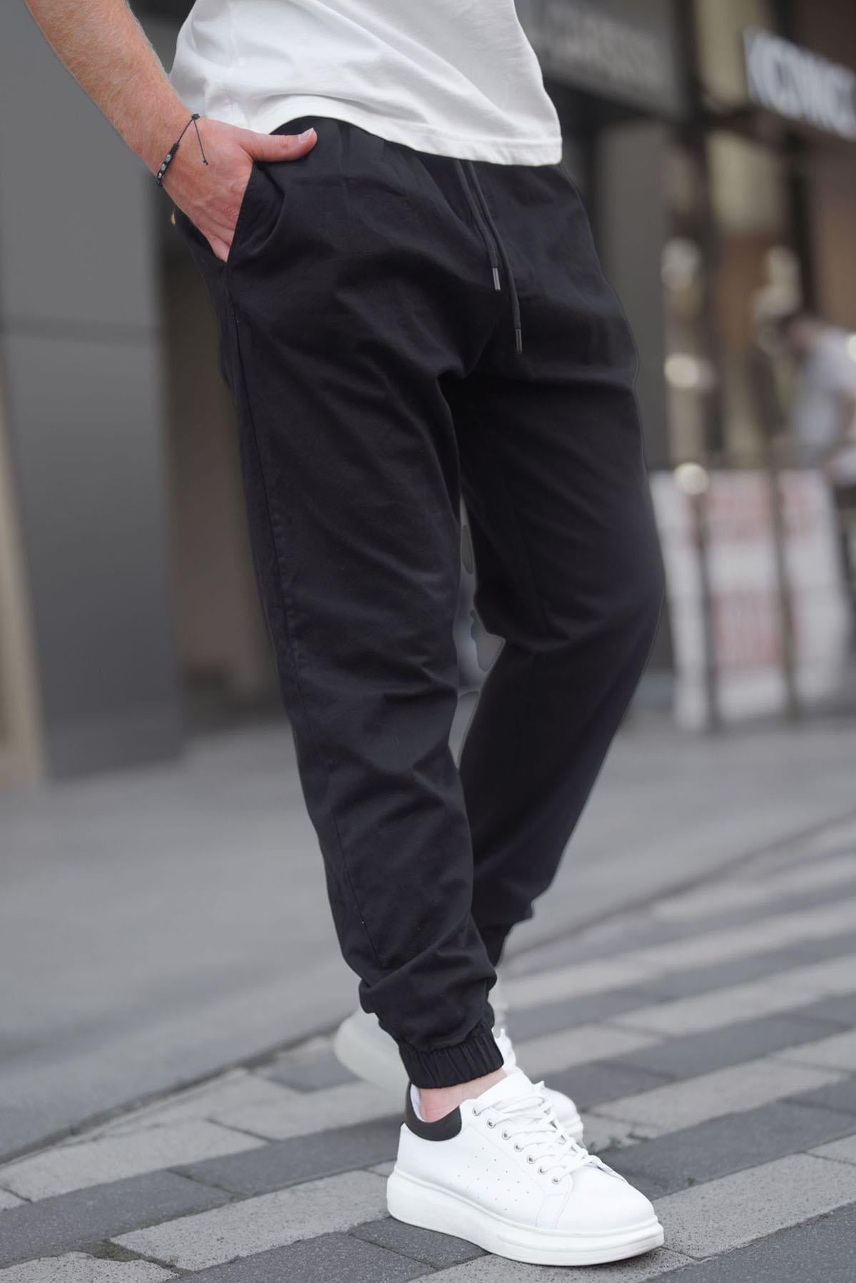 Siyah Relaxed Jogger Pantolon 6853