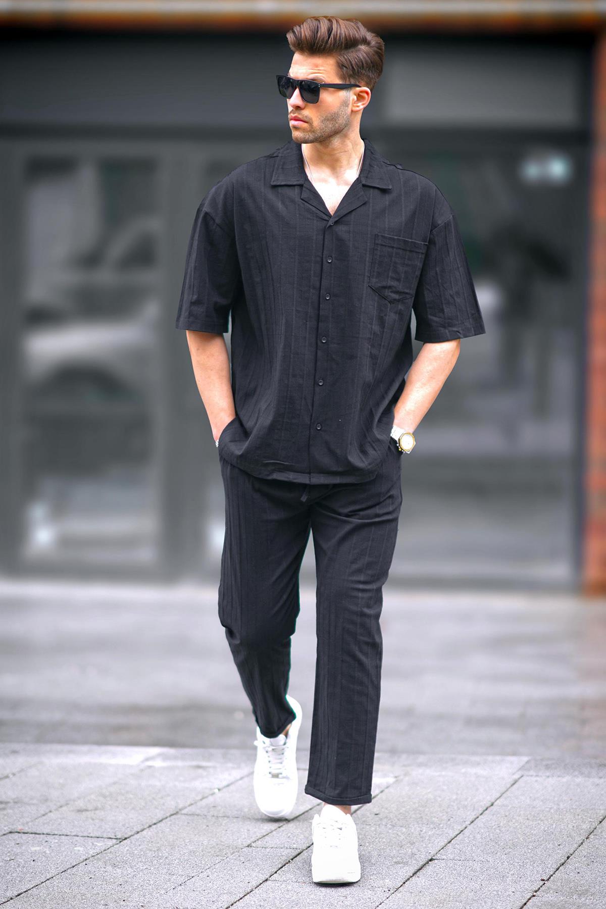 Erkek Siyah Gömlek-Pantolon Takımı 5936