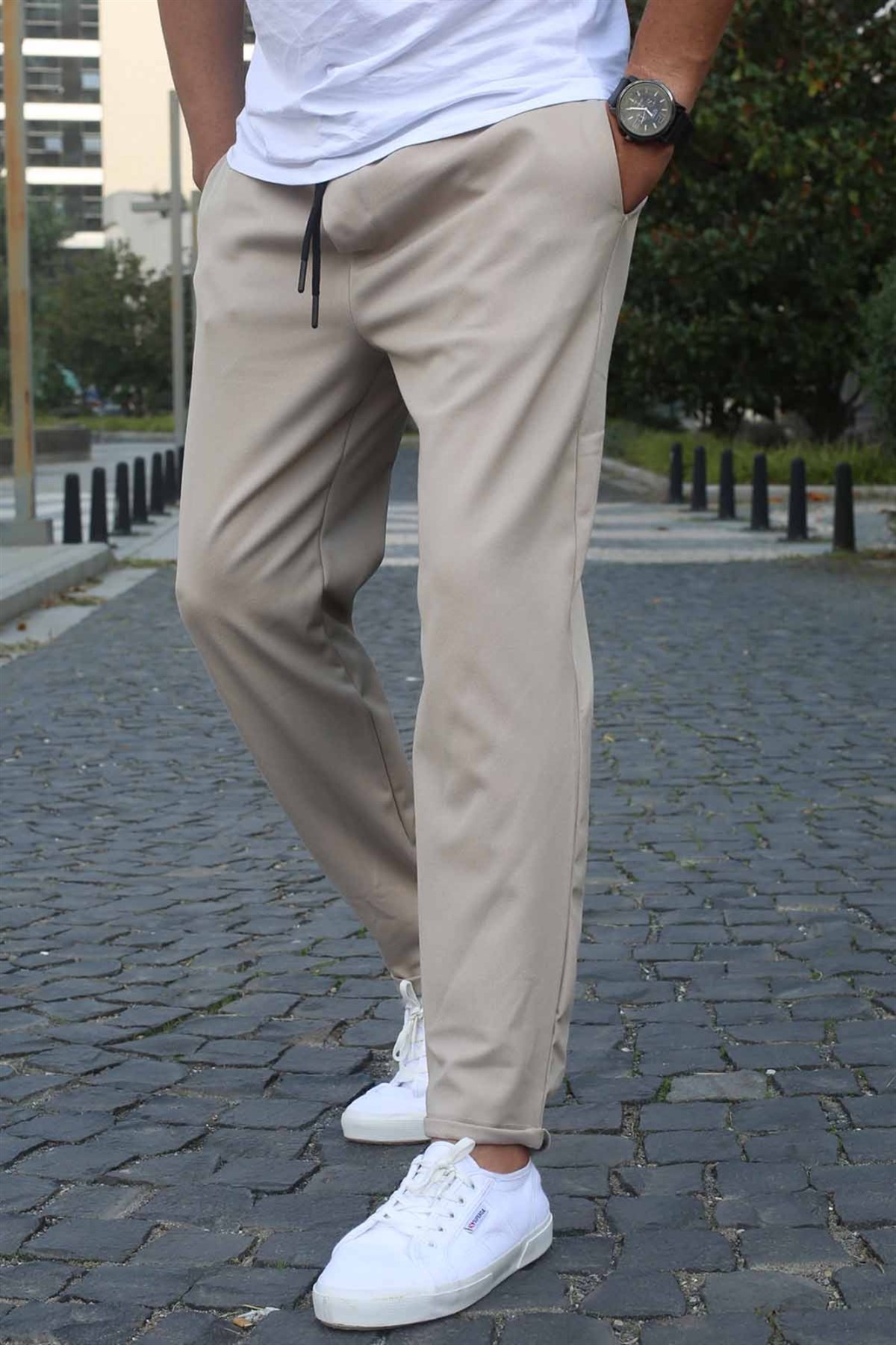 Taş Rengi Basic Jogger Pantolon - Madmext