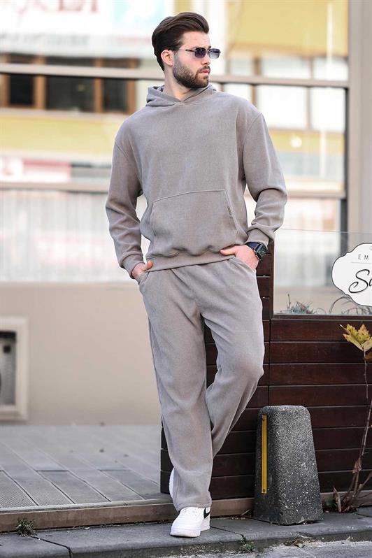 7401 Gri Erkek Sweatshirt Eşofman Takımı E7401 - Madmext