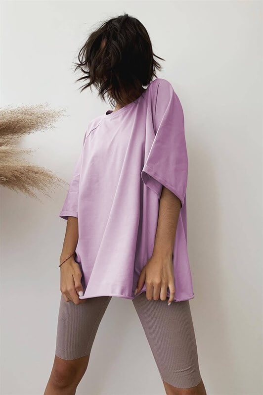 Ac k Lila Oversize Basic Kad n Ti ort Madmext