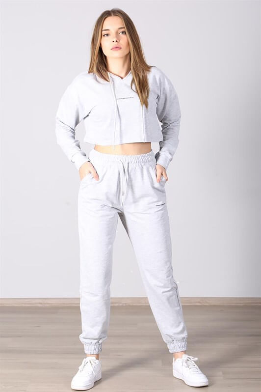 Mad Girls Grey Hooded Women's Tracksuits MG465-1