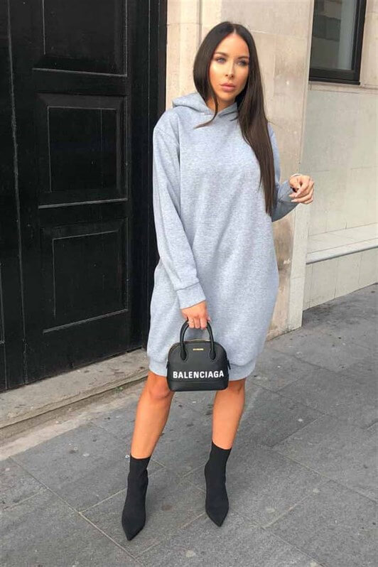 Mad Girls Grey Dress with Hooded MG086