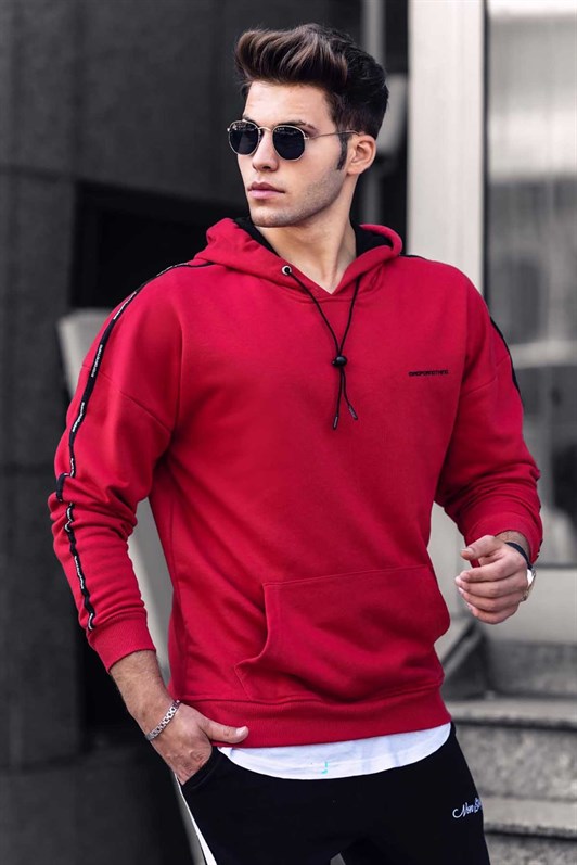 Madmext Red Basic Men's Hoodie 4721