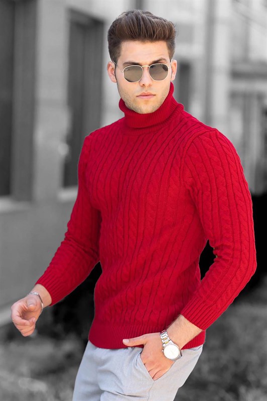 Madmext Red Jumper with Roll Neck 4654