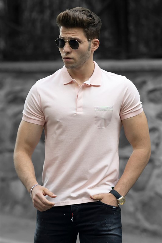 Madmext Soft Pink Polo Shirt with Pocket 9302