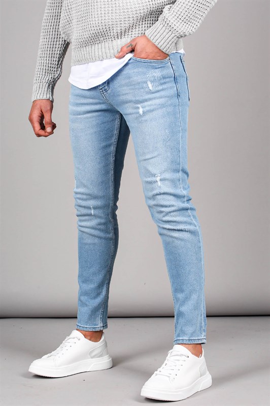 Madmext Men Skin Fit Ice Blue Jeans 5712