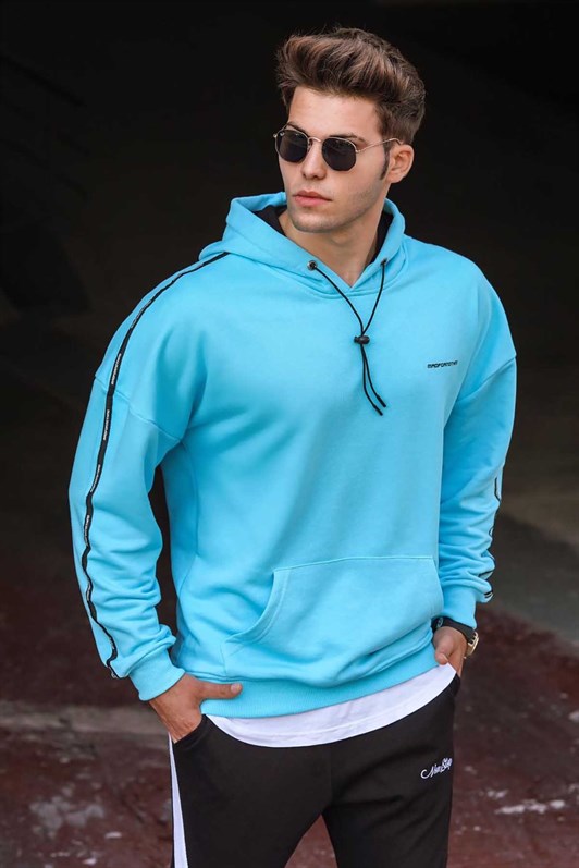 Madmext Turquoise Basic Men's Hoodie 4721