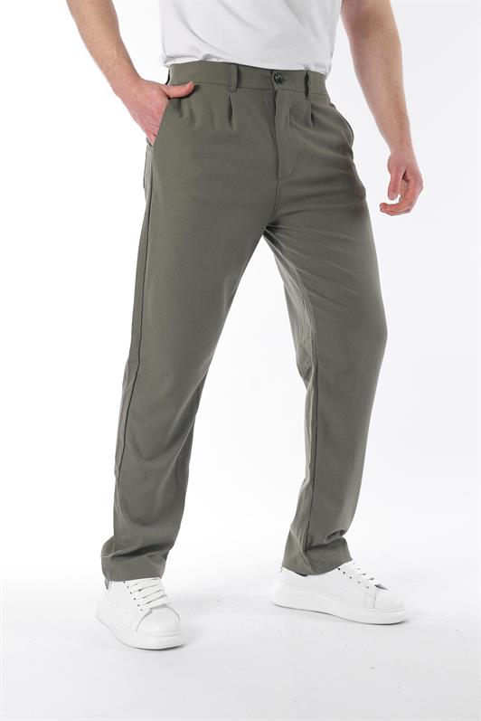 Haki Regular Fit Düz Kesim Yan Cepli Erkek Pantolon 6540 - Madmext
