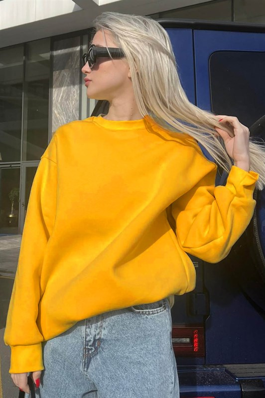 Yellow Crewneck Basic Sweatshirt MG1559