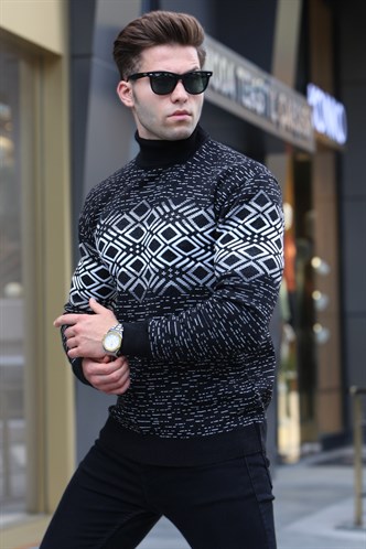 Anthracite Turtleneck Knitwear Sweater -- Madmext