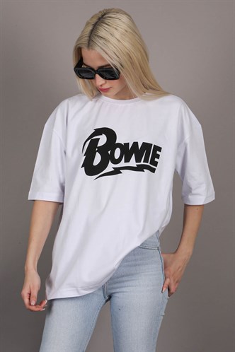 Women Printed White Over Fit T-Shirt MG1514