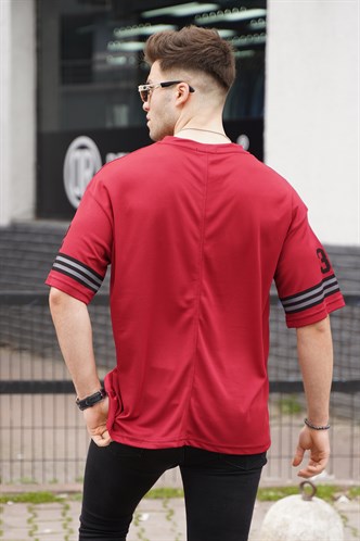 Bordo Baskılı Oversize Erkek Tişört
