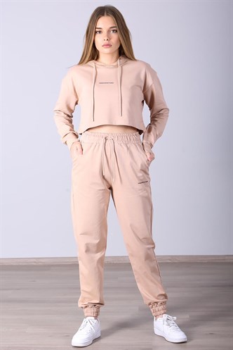 Mad Girls Camel Hooded Women's Tracksuits MG465-4