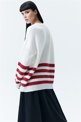 Mad Girls Ecru Striped Sweater MG1254