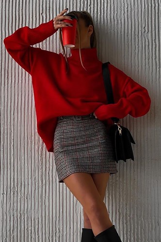 Mad Girls Kırmızı Balıkçı Yaka Kazak MG1252