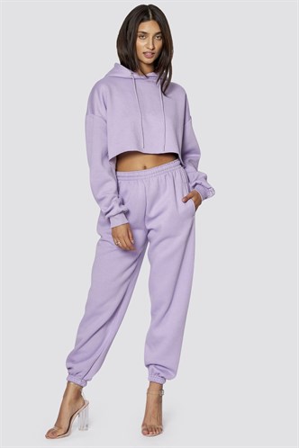 Mad Girls Lilac Hooded Women Tracksuit Set MG467