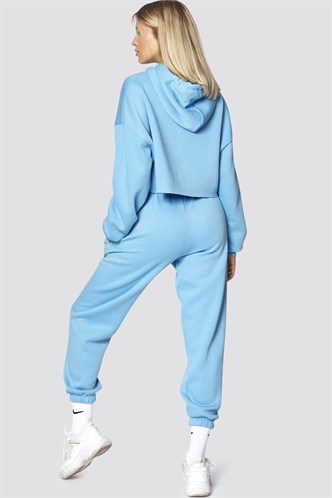 Mad Girls Blue Hooded Women Tracksuit Set MG467