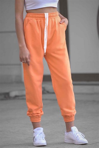 Mad Girls Neon Orange Basic Sweatpants MG304