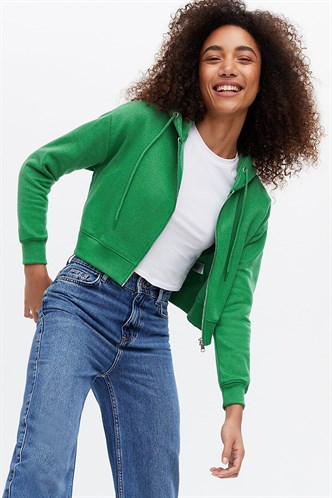 Mad Girls Yeşil Crop Sweatshirt MG1355