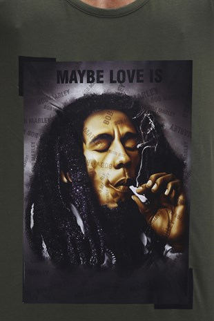 Madmext Baskılı Haki Bob Marley Atlet 2634