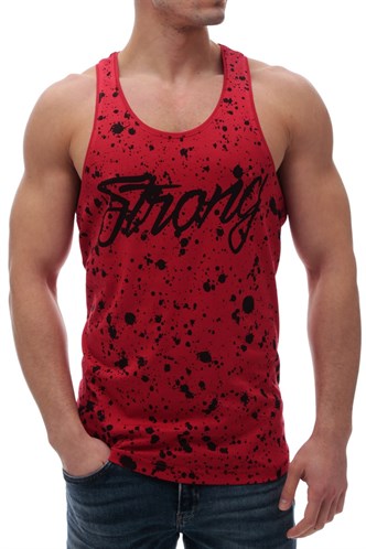 Sleeveless T-Shirt In Printed Red 2888