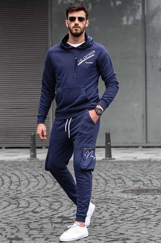 Madmext Navy Blue Printed Tracksuit 44314224