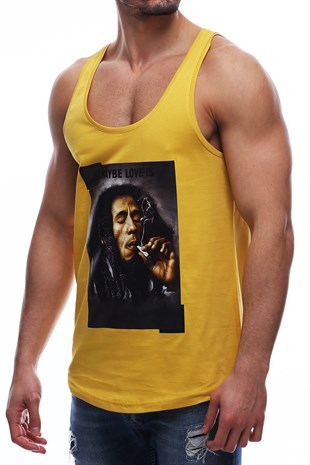 Madmext Baskılı Sarı Bob Marley Atlet 2634
