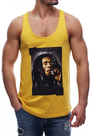 Madmext Baskılı Sarı Bob Marley Atlet 2634