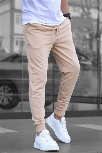Madmext Men Elastic Bottom Beige Sweatpants 4821