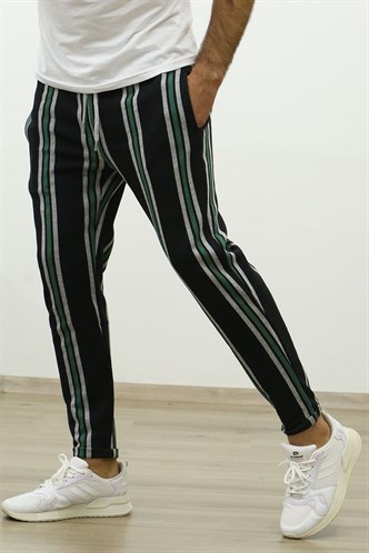 Madmext Black-Khaki Striped Sweatpants 4086