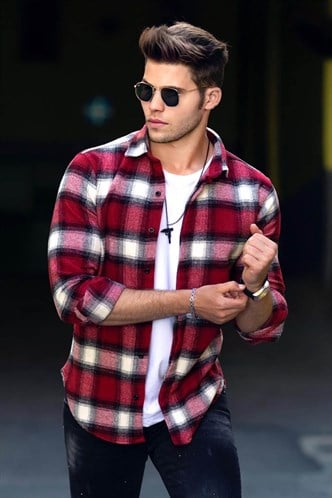 Madmext Red Checked Shirt 4665