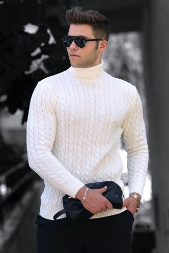 Madmext White Jumper with Roll Neck 4654